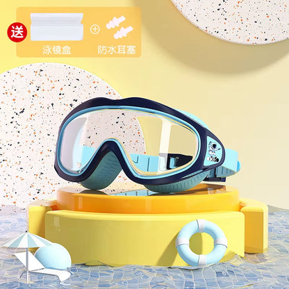AquaChamp Kids Swim Set – Waterproof Anti-Fog Swimming Goggles & Cap with Protective Case