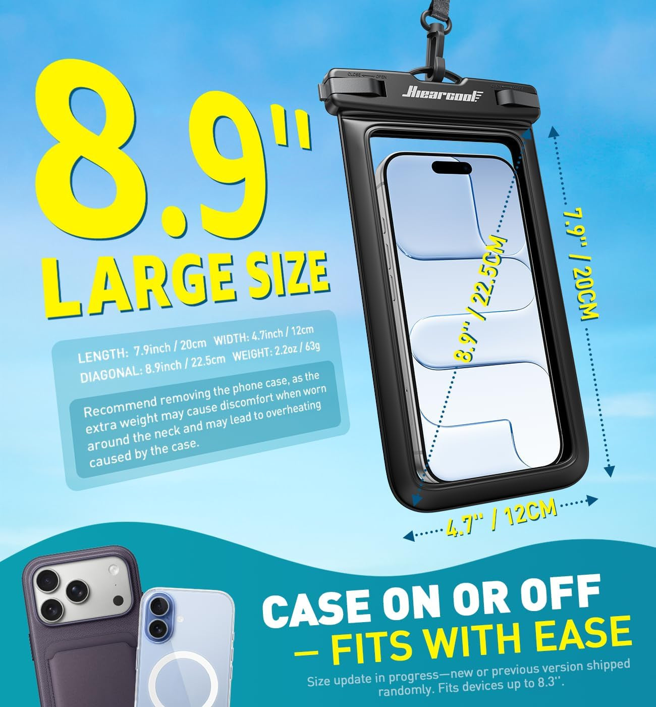 Waterproof Phone Pouch, Waterproof Phone Case for Iphone 15 14 13 12 Pro Max XS Samsung, IPX8 Cellphone Dry Bag Beach Essentials 2Pack-8.3"