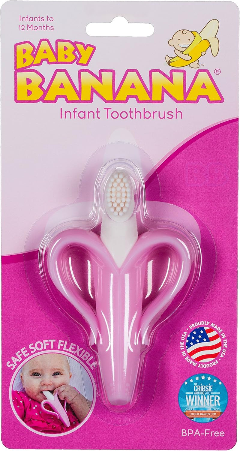 - Pink Banana Toothbrush, Training Teether Tooth Brush for Infant, Baby, and Toddler